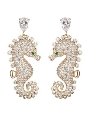 NWT Eye candy Los Angeles Seahorse CZ Dangle Earrings MSRP $85